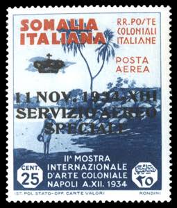 COLONIE - SOMALIA. 25c Mostra Arte Coloniale ... 