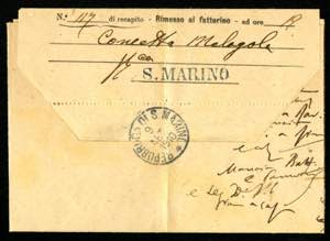 SAN MARINO -. Telegramma da Ravenna, ... 