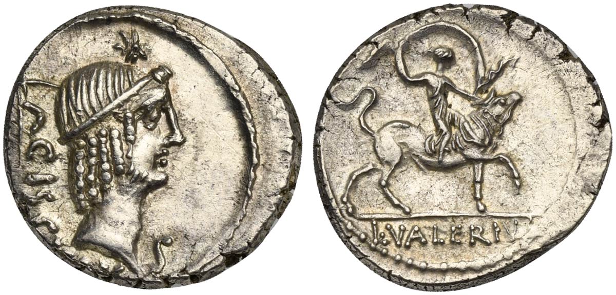 L. Valerius Acisculus, Denarius, Rome, 45 BC. AR Bertolami Fine Art