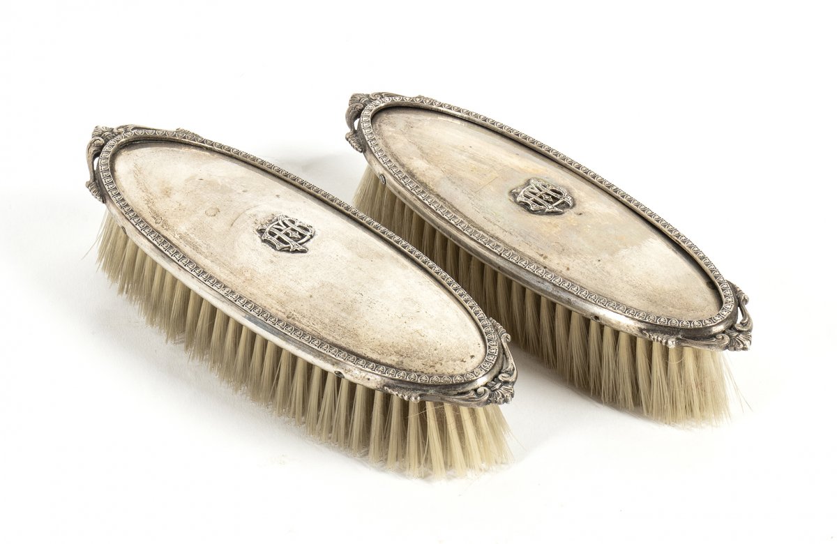 Sold at Auction: Antique Sterling Silver & Horse Hair Brushes