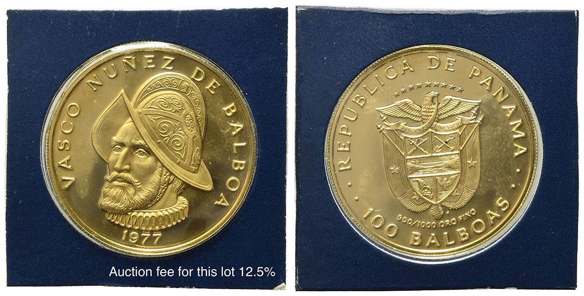 PANAMA. 100 balboas1977. Vasco Nunez Balboa. Au ... - Bertolami Fine Art