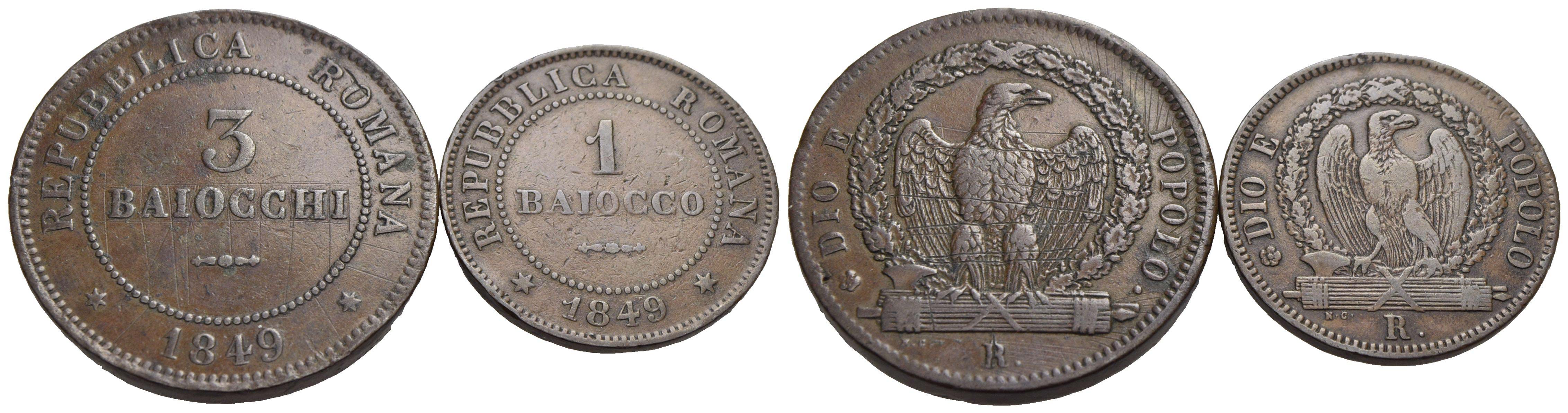 ROMA Repubblica Romana (18481849) 3 Baiocchi Bertolami Fine Art