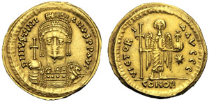 Giustiniano I (527-565), Solido, ... 