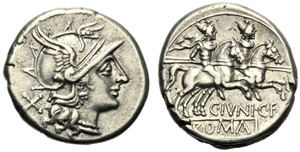 C. Iunius C.f., Denario, Roma, 149 ... 