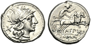 A. Spurilius, Denario, Roma, 139 ... 