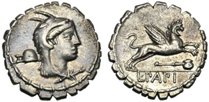 L. Papius, Denario serrato, Roma, ... 