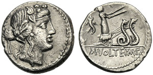 M. Volteius M.f., Denario, Roma, ... 