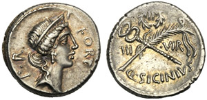 Q. Sicinius, Denario, Roma, 49 ... 
