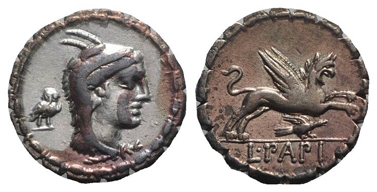 L. Papius, Rome, 79 BC. AR Serrate ... 