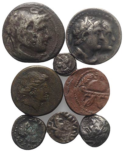 Lot of 8 Fake AR and Æ coins, ... 