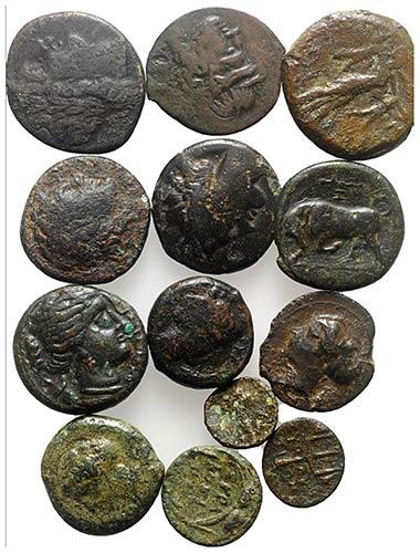 Lot of 13 Greek Æ coins, ... 