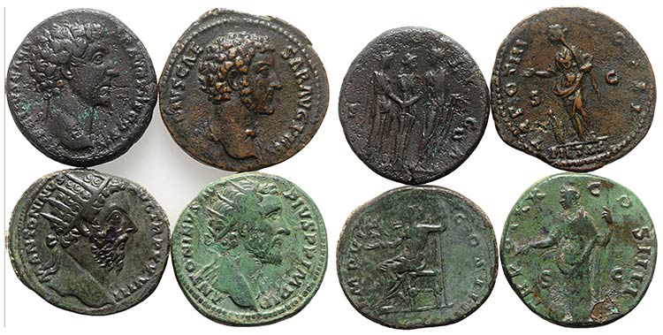 Lot of 4 Roman Imperial Æ Asses ... 