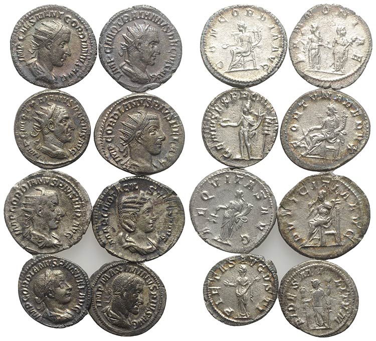 Lot of 8 Roman Imperial AR Denarii ... 