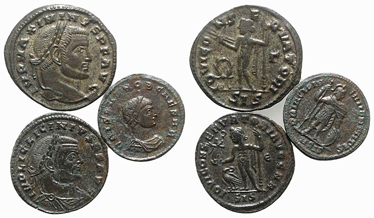 Lot of 5 Roman Imperial Æ Folles, ... 