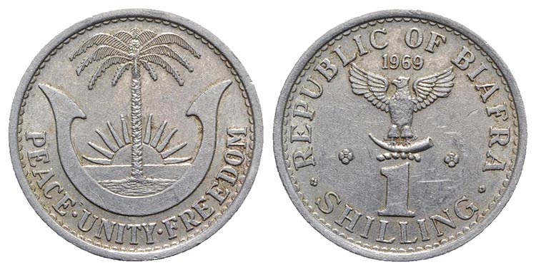 Biafra. Alluminium 1 Shilling 1969 ... 