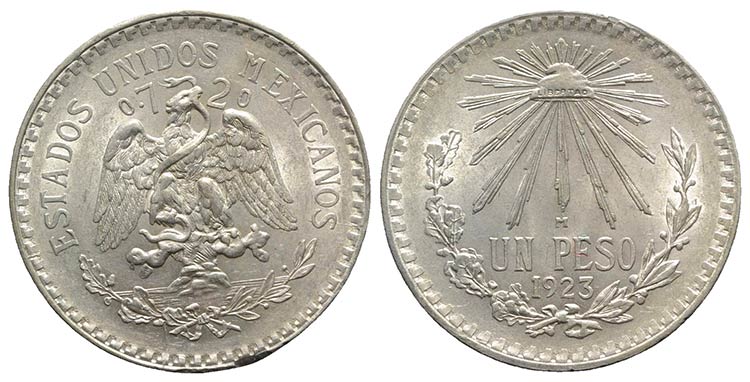Mexico. AR 1 Peso 1923 (34mm, ... 