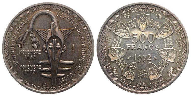 West African States. AR 500 Francs ... 