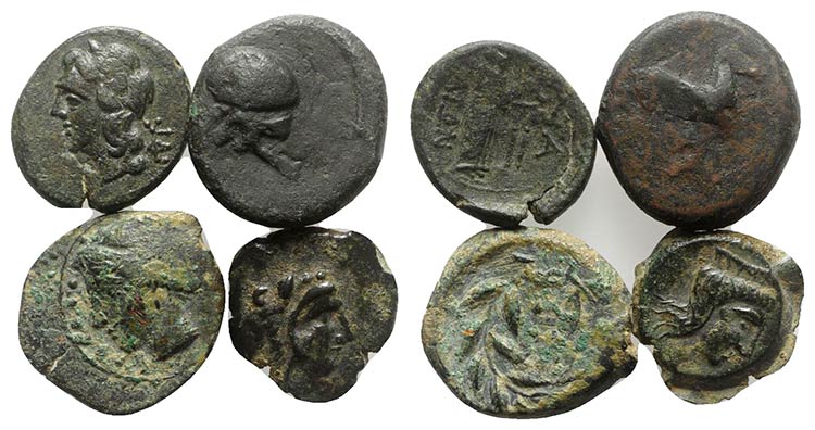 Sicily, lot of 4 Greek Ӕ coins, ... 
