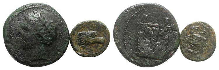 Sicily, lot of 2 Greek Ӕ coins, ... 