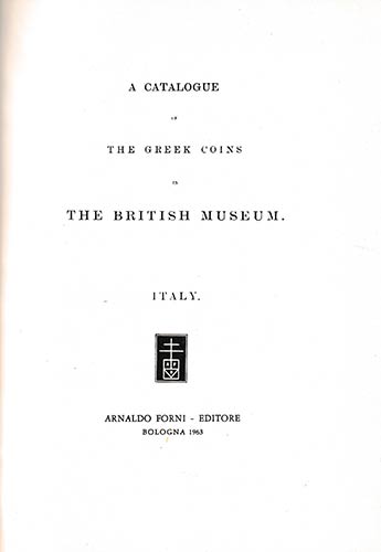 BMC Volume I: Italy. A Catalogue ... 