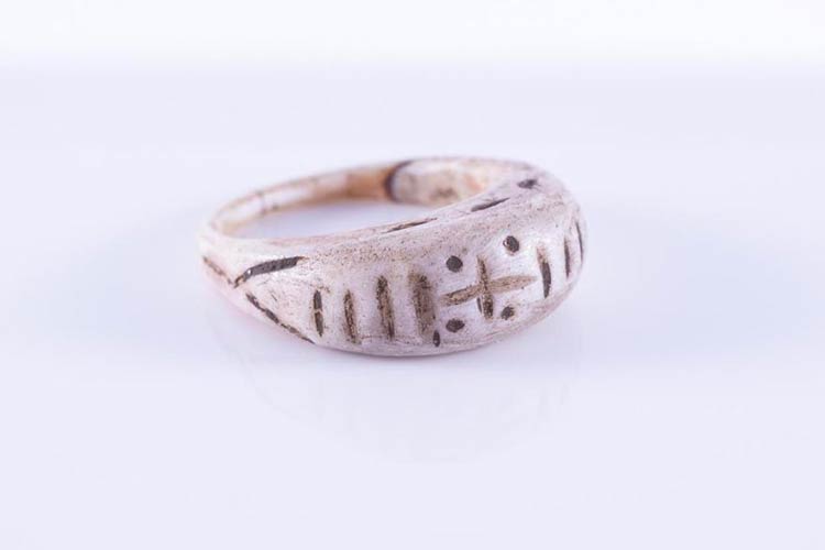 Late Roman Bone Ring with Cross, ... 