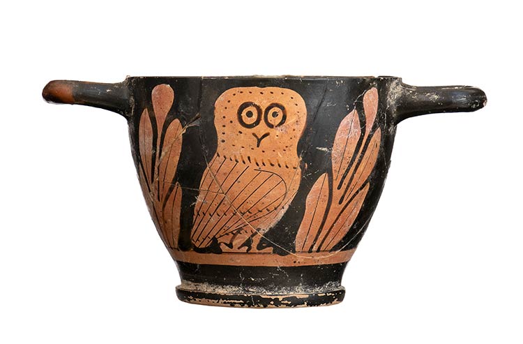 Apulian Red-Figure Owl Skyphos, ... 