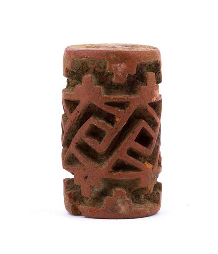 Terracotta cylindrical pintadera, ... 