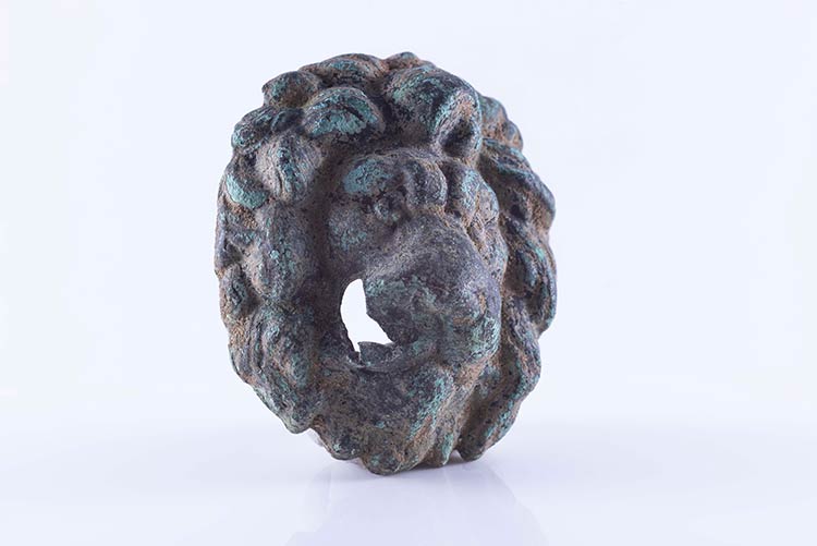 Roman Bronze Stud with Lion Head, ... 