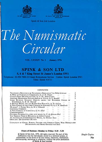 Numismatic Circular Vol. LXXXIV, ... 