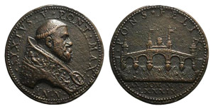 Sisto V (1585-1590). Æ Medal 1589 ... 