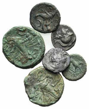 Lot of 6 Greek coins, including 2 ... 