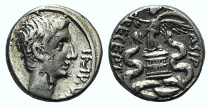 Octavian (29-28 BC). AR Quinarius ... 