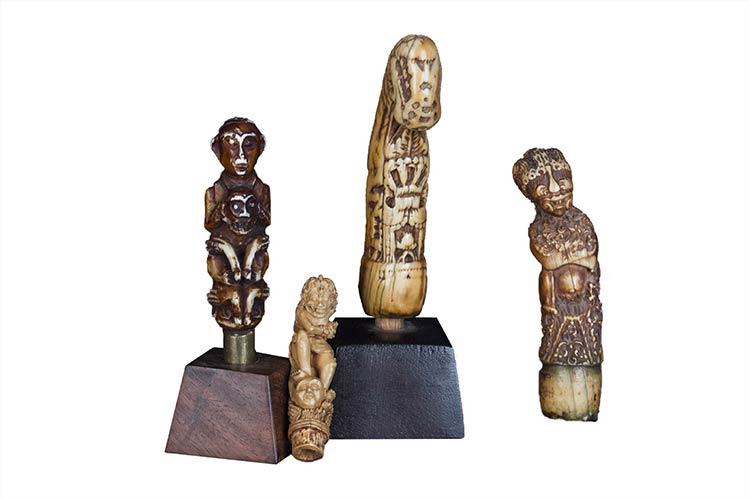 FOUR INDONESIAN IVORY AND BONE ... 