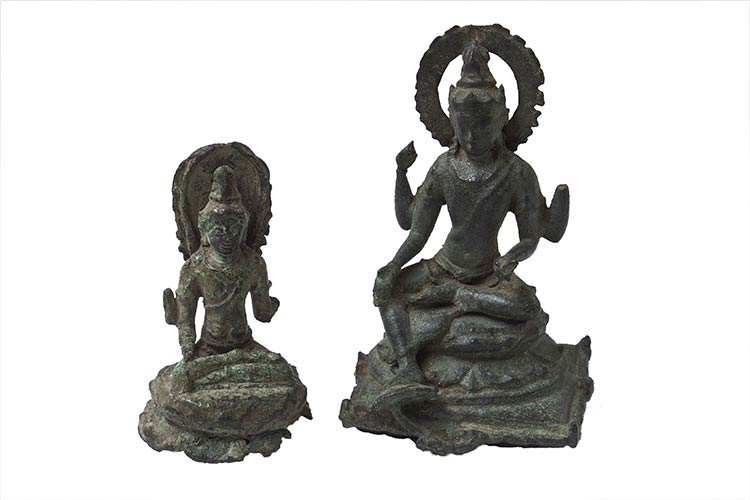 TWO INDONESIAN BRONZE FOUR-ARMED ... 