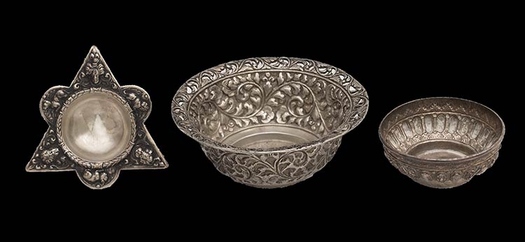THREE INDONESIAN REPOUSSÉ SILVER ... 
