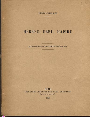 CAZELLES  H. – Hébreu – Ubru ... 