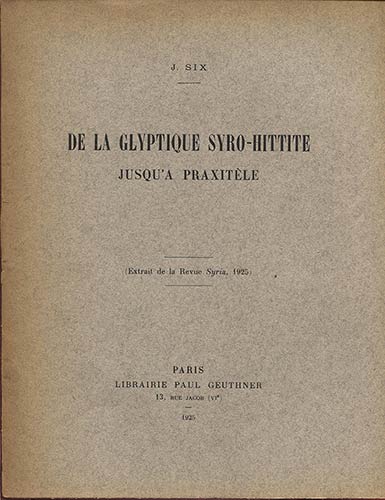 SIX  J. – De la glyptique ... 