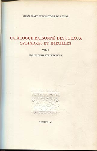 VOLLENWEIDER  M.L. – Catalogue ... 