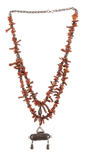 Silver and coral necklace - Yemen, ... 