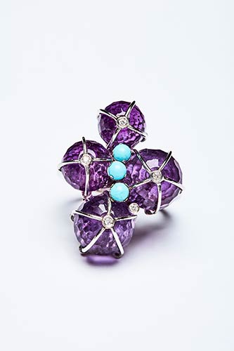 RING WITH AMETHYST SPHERES  ... 
