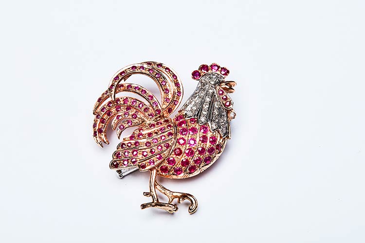 ROOSTER BROOCH 1950s  Handcrafted ... 