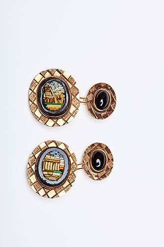 GOLD CUFFLINKS WITH MICROMOSAIC  ... 