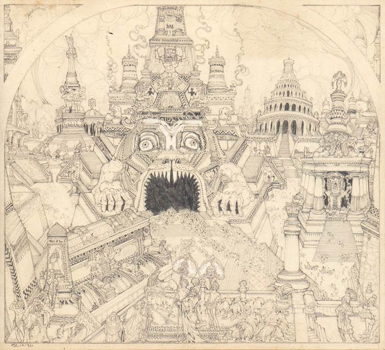 ANONYMOUS   Temple, 1921 Pencil on ... 