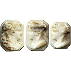 Group of three shell cameos with ... 