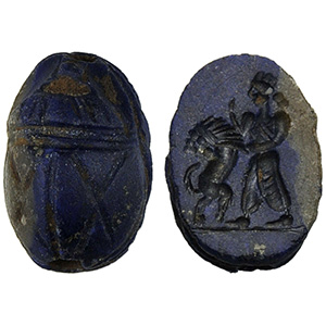 Lapis lazuli scarab with king ... 