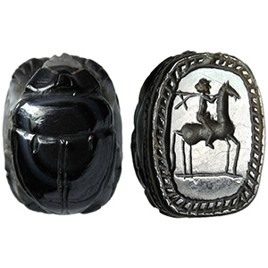 Onyx scarab with male figure on ... 