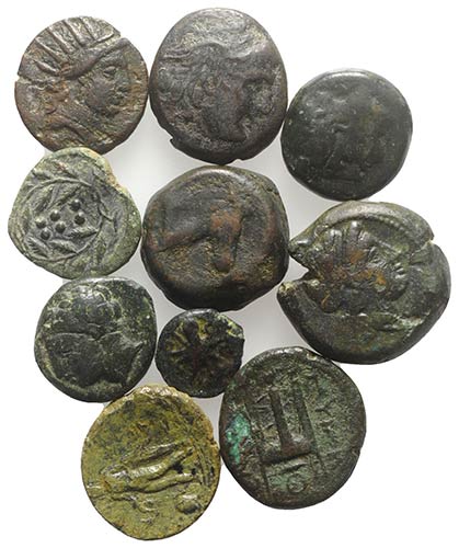 Sicily, lot of 10 Greek Æ coins, ... 