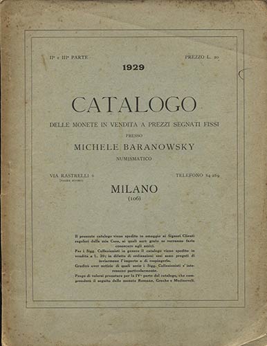 BARANOWSKY M. – Catalogo delle ... 