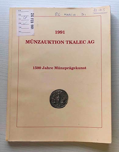 Tkalec Munzauktion 1991. Zurich 26 ... 