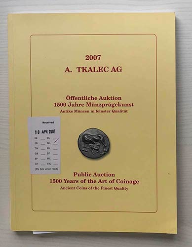 Tkalec Public Auction 2007 Zurich ... 